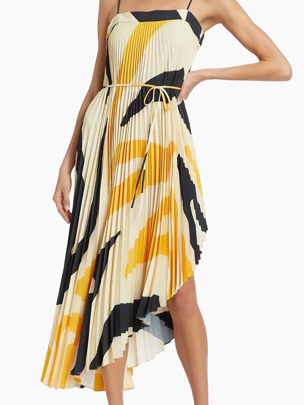 NWT Milly Irene Zebra Printed Pleated Asymmetrical Dress Size 0